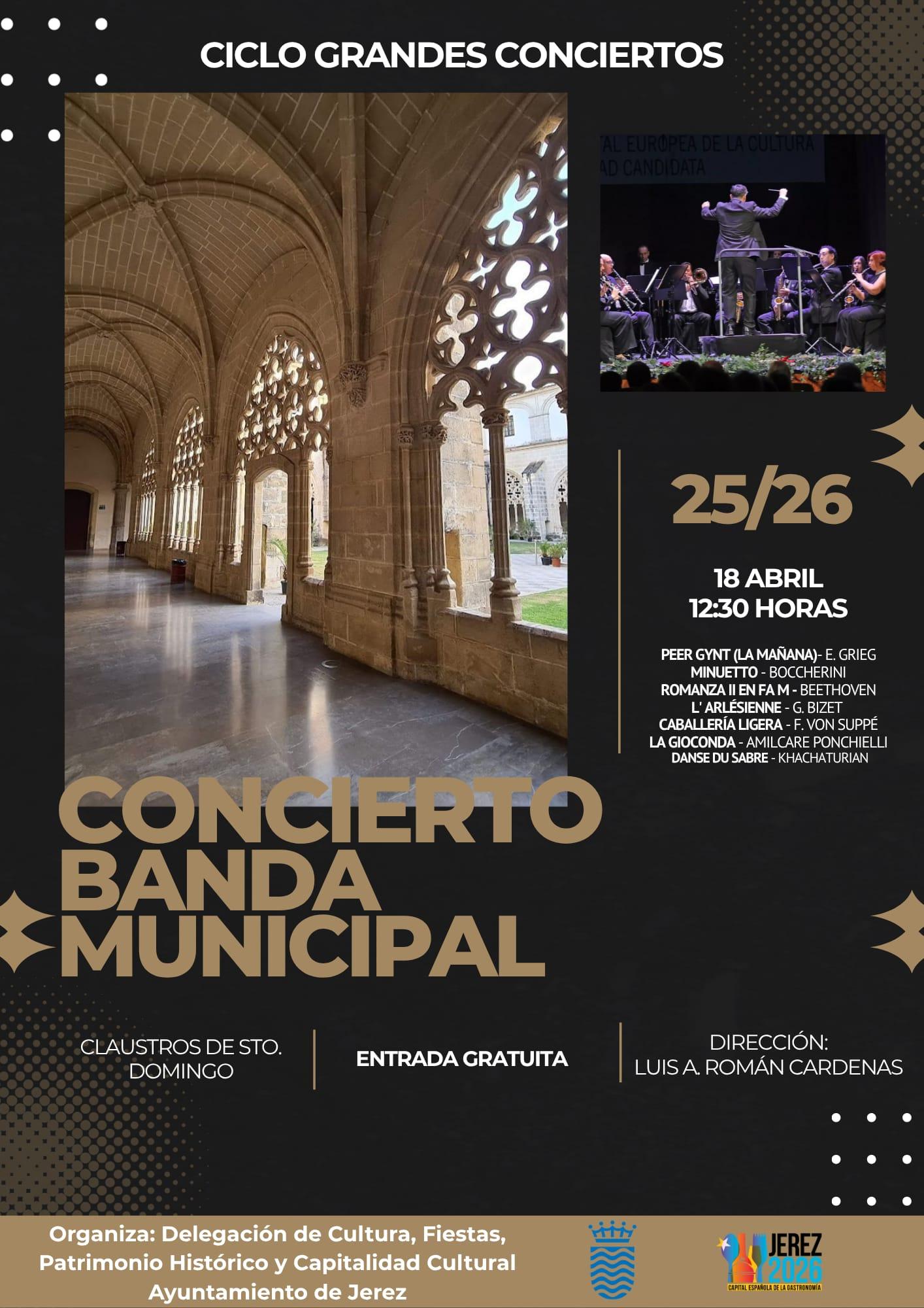 La Banda Municipal de Música de Jerez ofrece su Concierto de Primavera este sábado en Los Claustros de Santo Domingo 