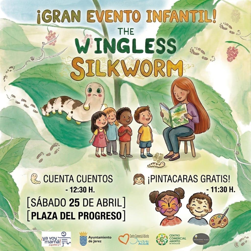 La presentación del libro 'The Wingless Silkworm' lleva este sábado cuentacuentos y pintacaras a la plaza del Progreso de Jerez