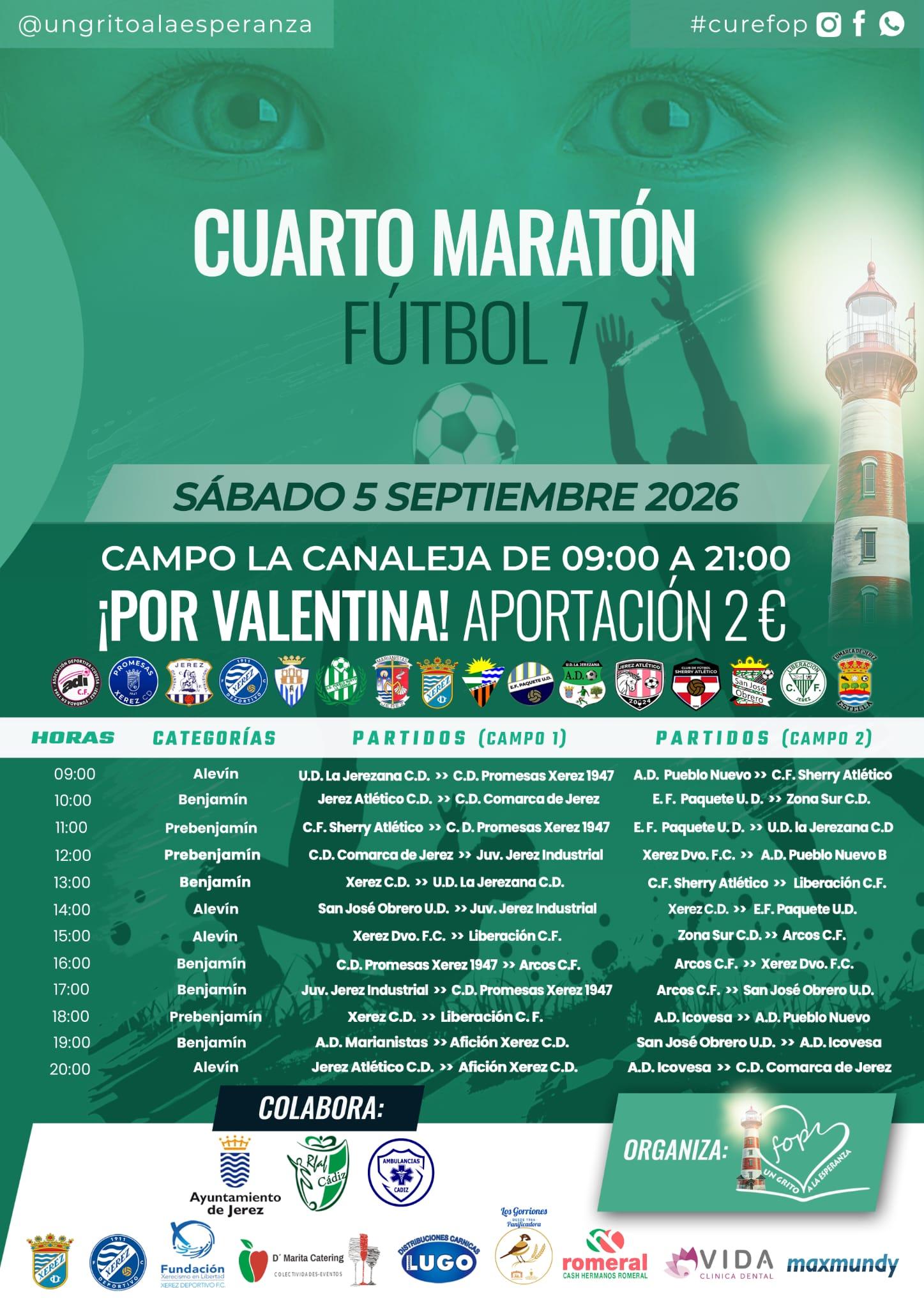 El IV Maratón de Fútbol 7 'Por Valentina' acoge 24 partidos el próximo sábado en La Canaleja