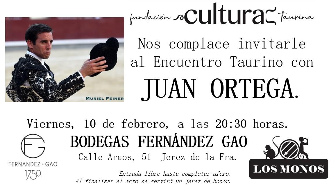 Juan Ortega, elegido para el próximo encuentro de la Fundación Cultura Taurina en Jerez