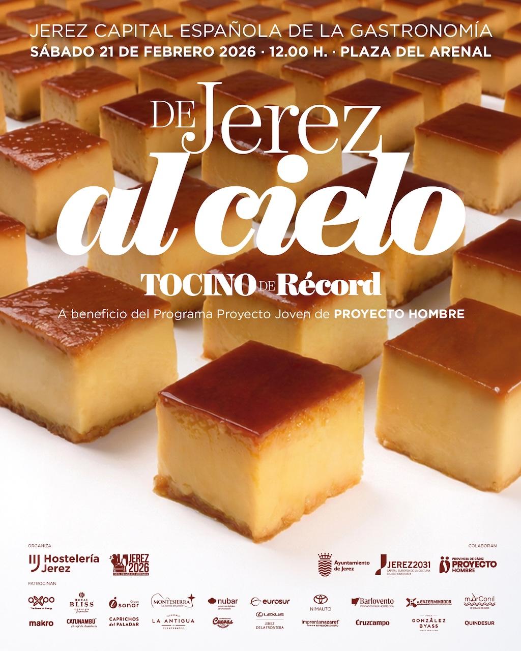 Hostelería Jerez espera un récord de 6.000 tocinos de cielo en la gran fiesta de este postre el próximo 21 de febrero 