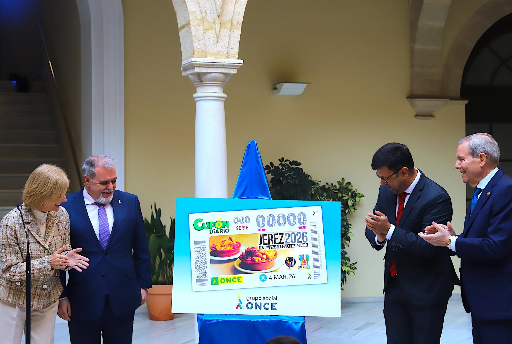 La ONCE dedica el Cupón Diario del 4 de marzo a Jerez Capital Española de la Gastronomía 2026