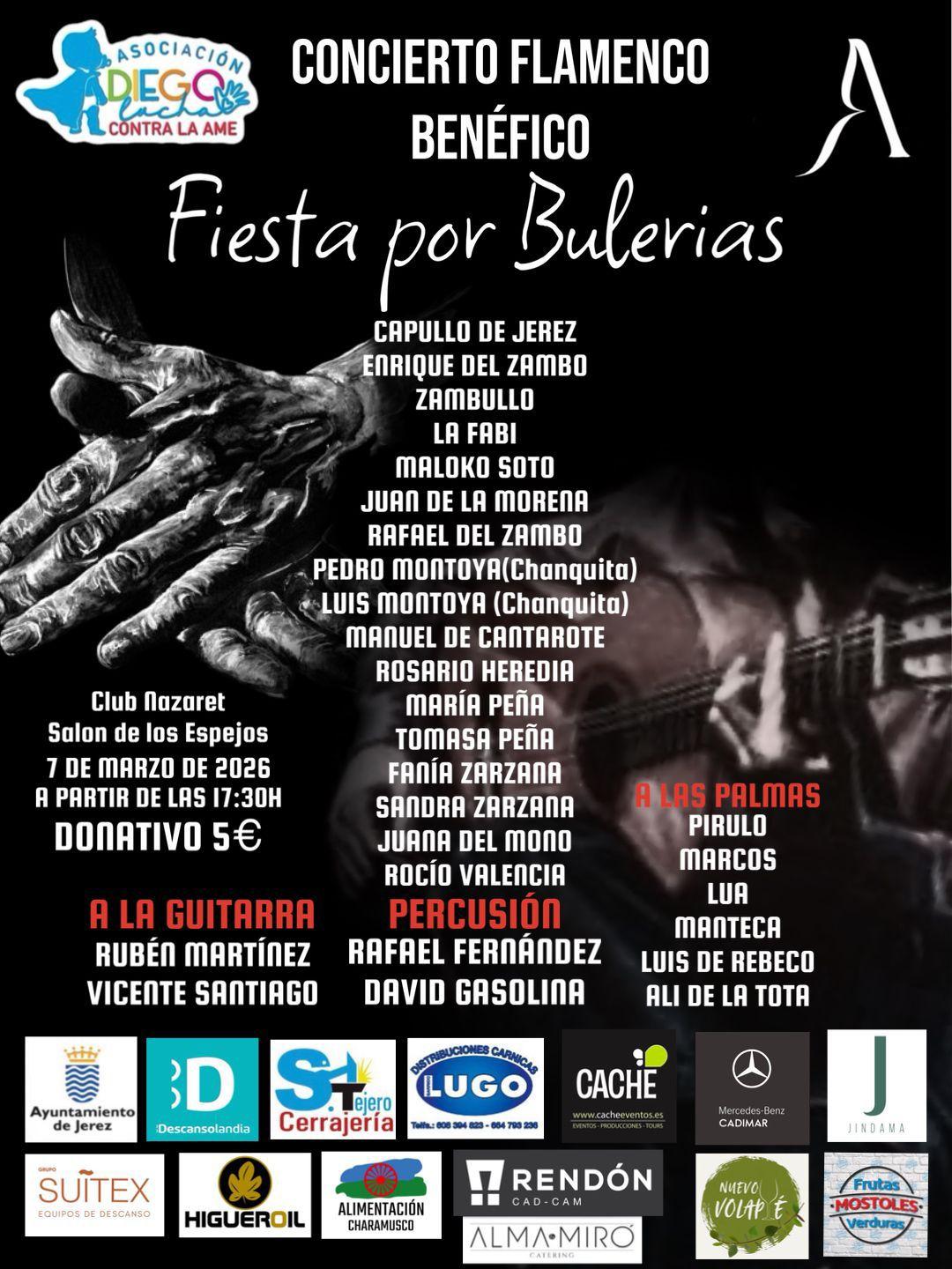 El 7 de marzo, Ronqueo y Fiesta por Bulerías en Jerez a beneficio de la Asociación Diego Lucha contra la AME