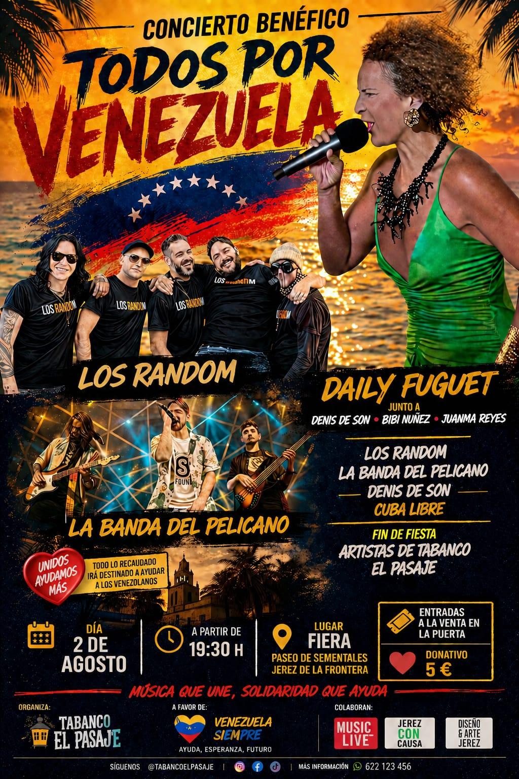 Daily Fuguet, Los Random y La Banda del Pelícano ofrecen en Jerez un concierto solidario a favor de Venezuela