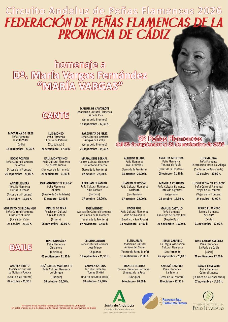 Presentado el cartel del Circuito Andaluz de Peñas Flamencas de Cádiz 2026