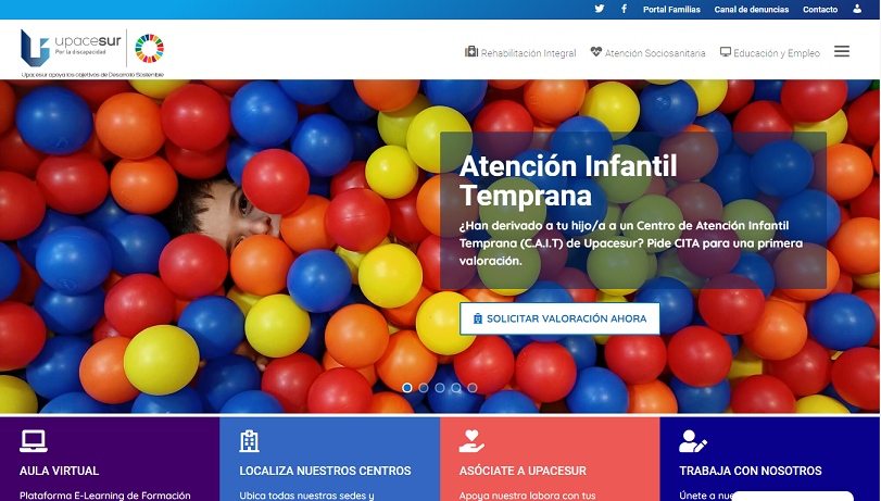 Upacesur renueva su web con nuevos servicios y crea una app de móvil para familias y usuarios de la organización