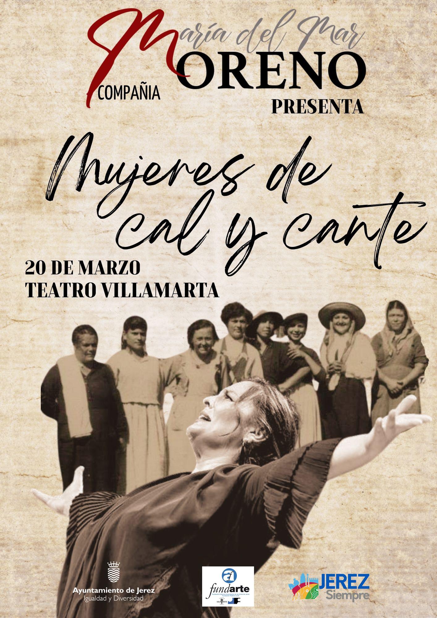 Las invitaciones para el espectáculo de María del Mar Moreno 'Mujeres de cal y cante' en Villamarta pueden solicitarse hasta el 15 de marzo