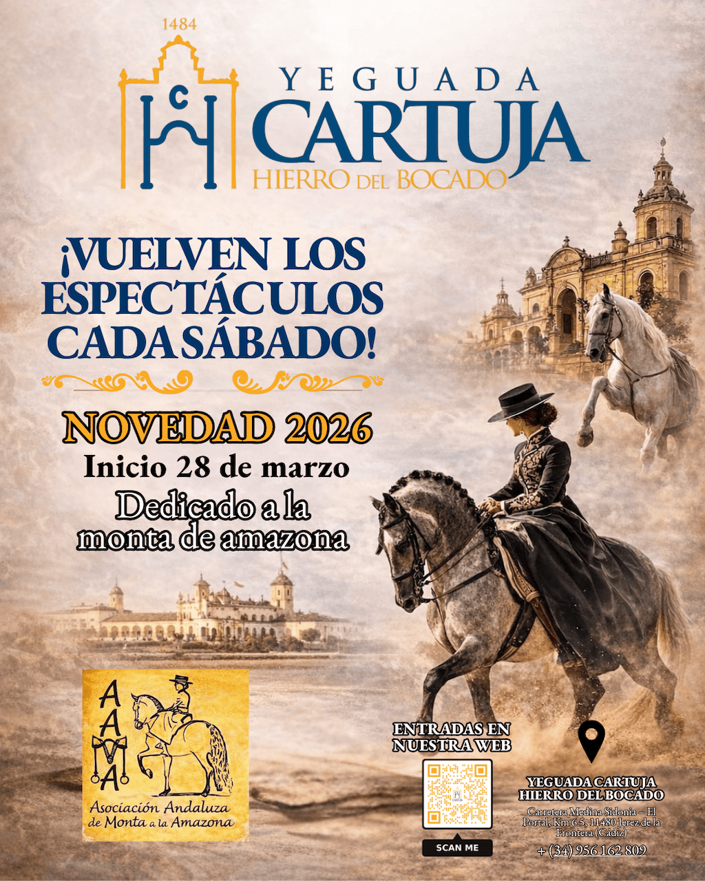 La Yeguada Cartuja de Jerez inaugura la temporada 2026 con un espectáculo que homenajea a la amazona
