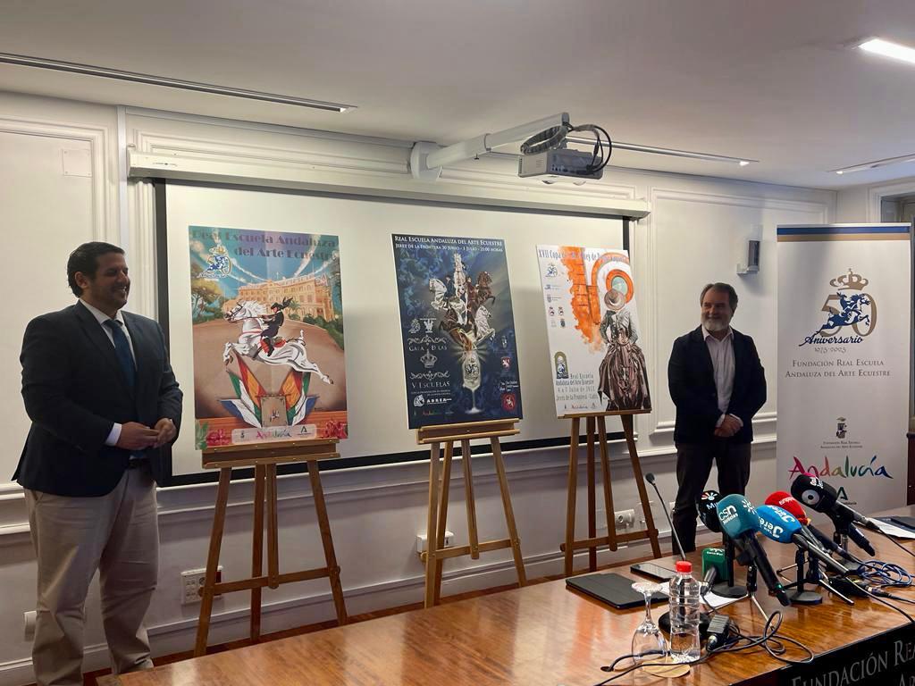 Los carteles del 50 Aniversario, Gala 5 Escuelas y Copa del Rey de Doma Vaquera se han presentado en la Real Escuela