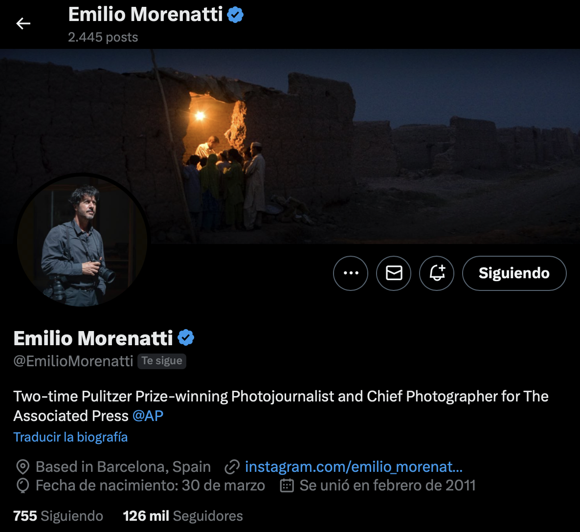 El fotoperiodista Emilio Morenatti, premio a las Artes de la Real Academia de San Dionisio