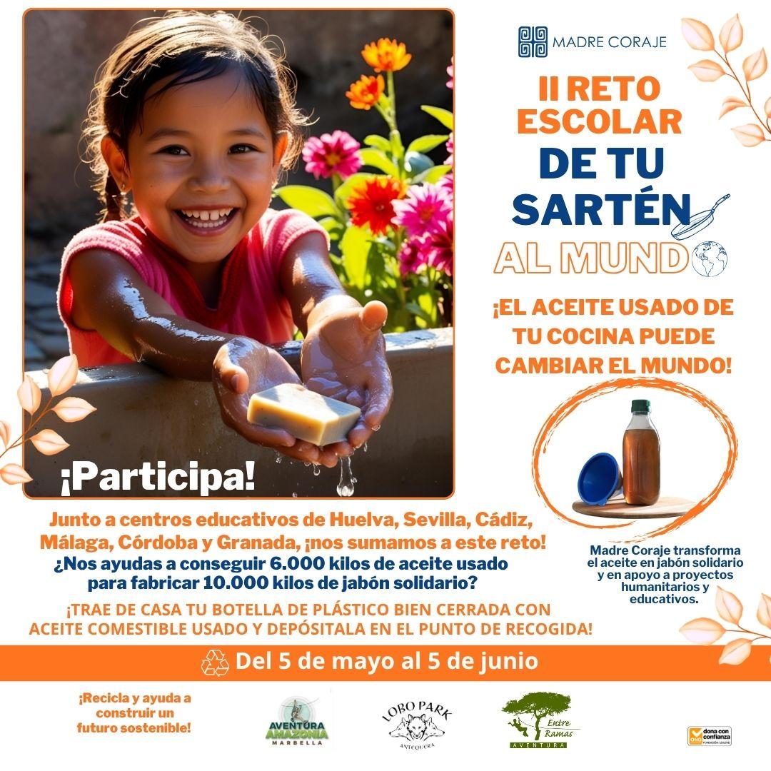 Un total de 15.000 estudiantes andaluces convierten su aceite usado en jabón solidario a beneficio de Madre Coraje