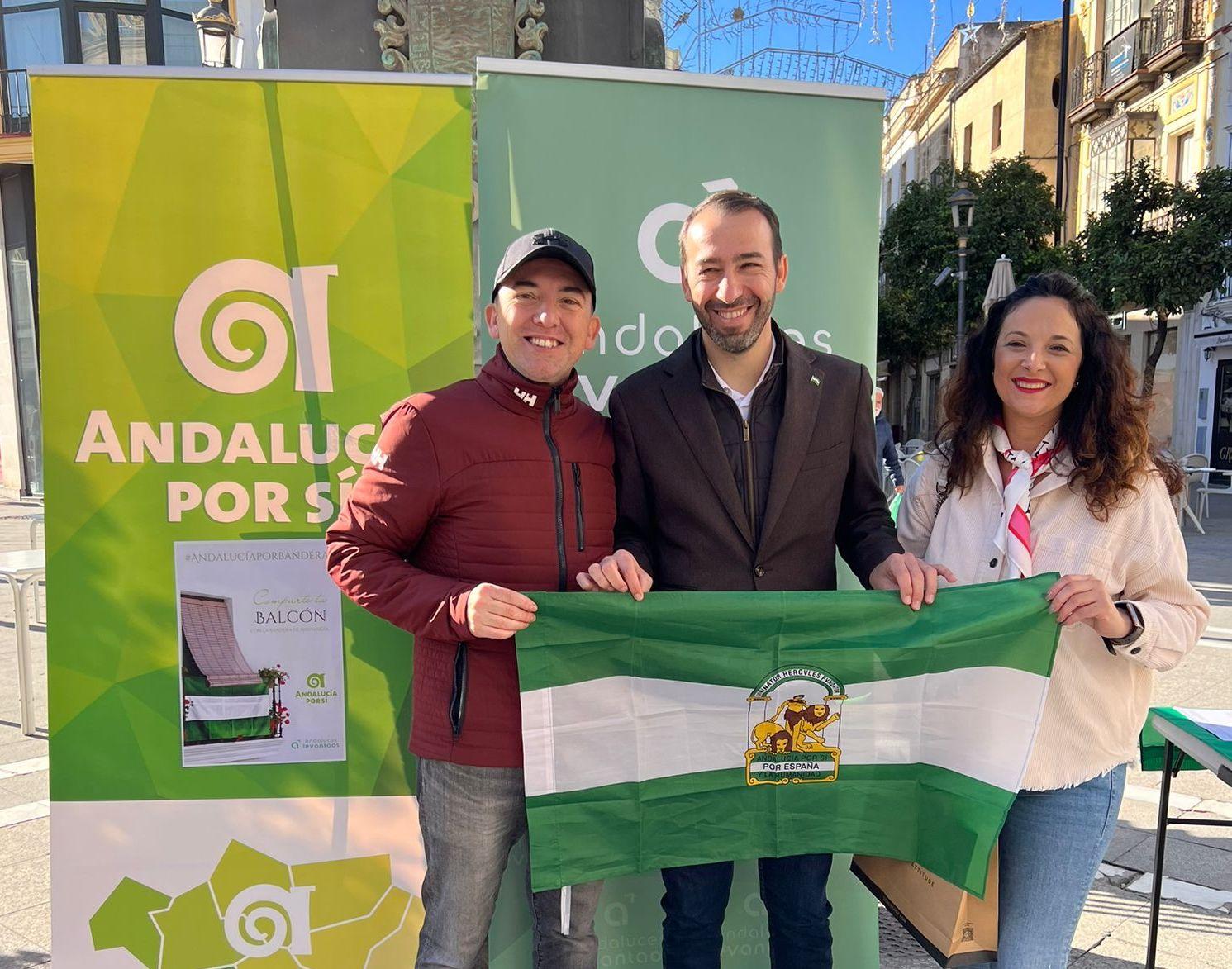 AxSí reparte banderas de Andalucía en Jerez de cara al 4D
