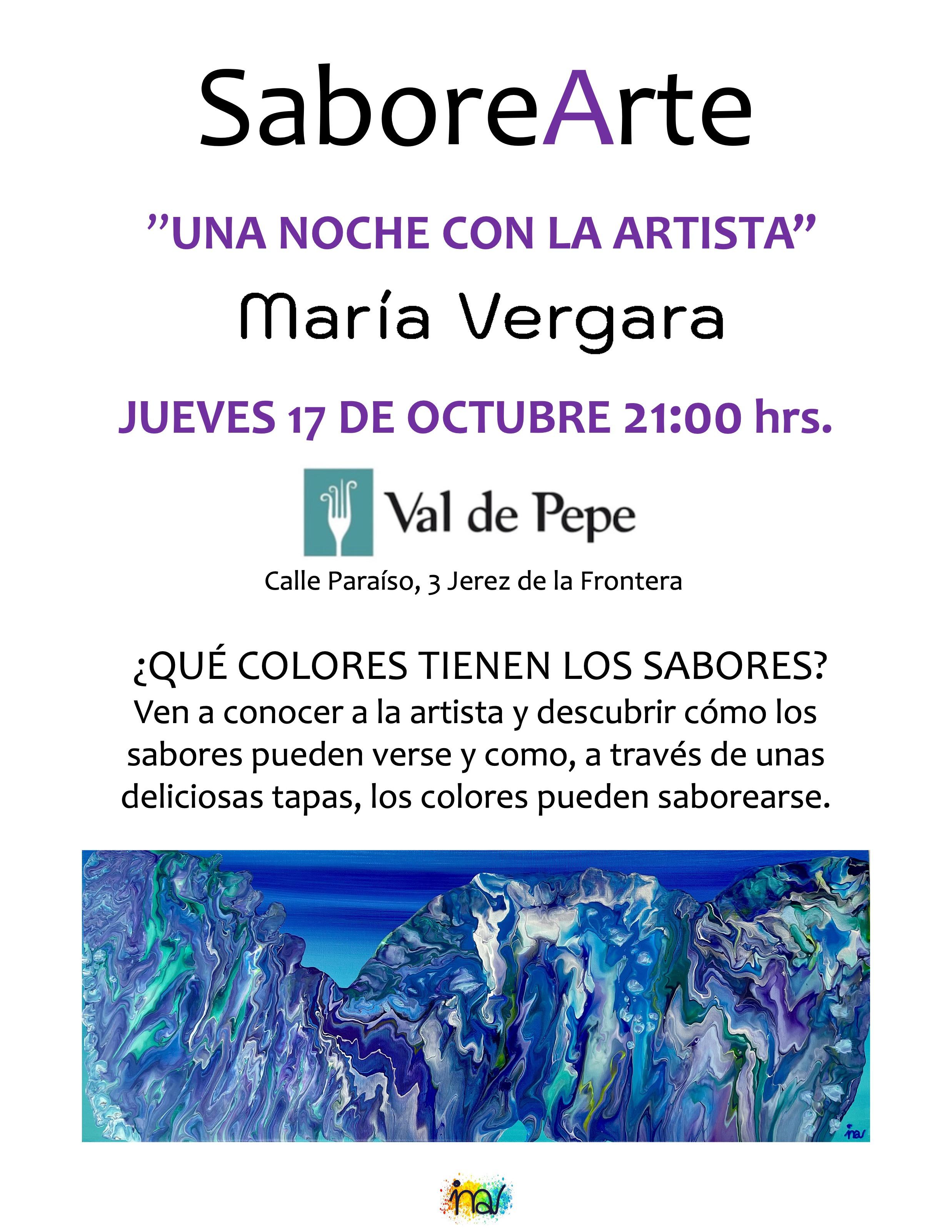 'SaboreArte': Noche especial con la artista María Vergara el 17 de octubre en Jerez