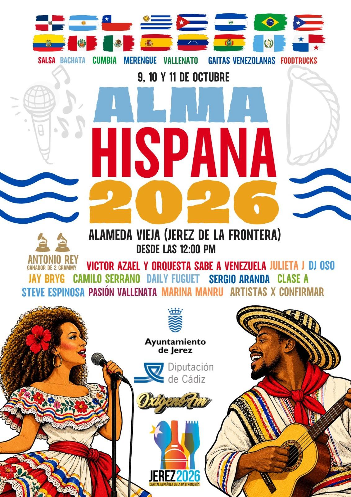 La Alameda Vieja de Jerez acoge desde este viernes un amplio programa cultural y lúdico con Alma Hispana 2026