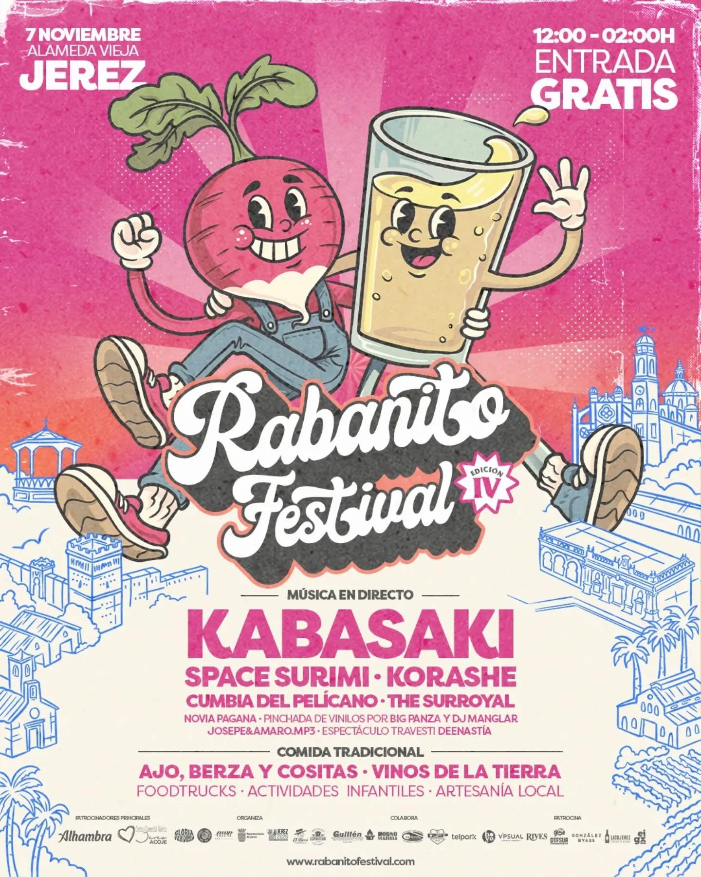 Kabasaki, Space Surimi y Korashe encabezan el cartel del IV Rabanito Festival del próximo 7 de noviembre en Jerez