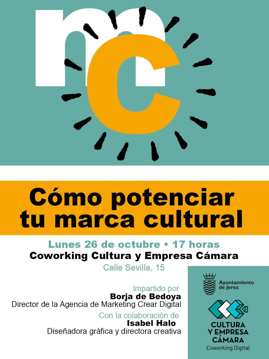 El taller 'Cómo potenciar tu marca cultural' se imparte este lunes 26 de octubre en Jerez
