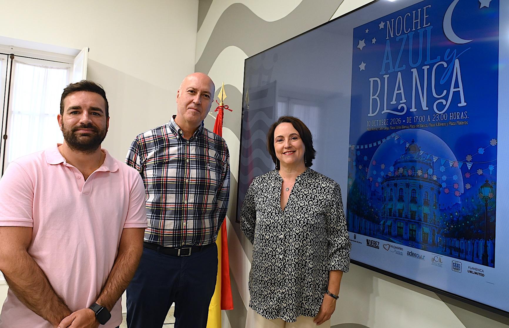 Jerez celebra el sábado 10 de octubre la Noche Azul y Blanca con una amplia programación cultural, social y comercial