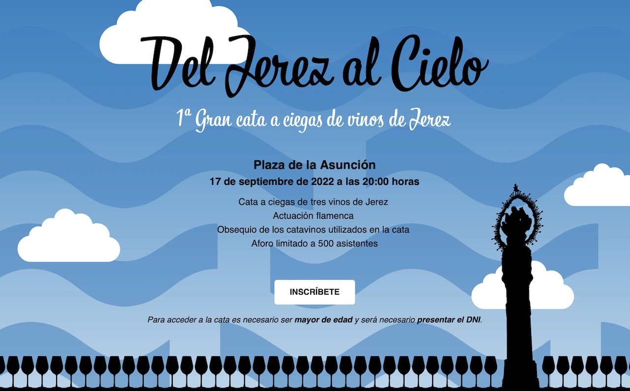 La Plaza de la Asunción acogerá la I cata a ciegas 'Del jerez al cielo' gratuita para 500 personas el 17 de septiembre