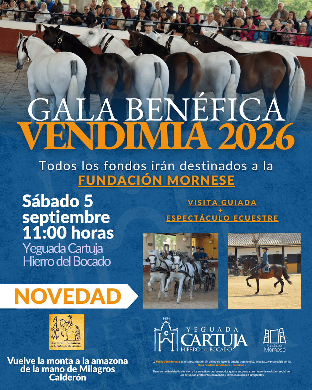 La Yeguada Cartuja de Jerez celebra el 5 de septiembre su Gala Benéfica de la Vendimia 2026