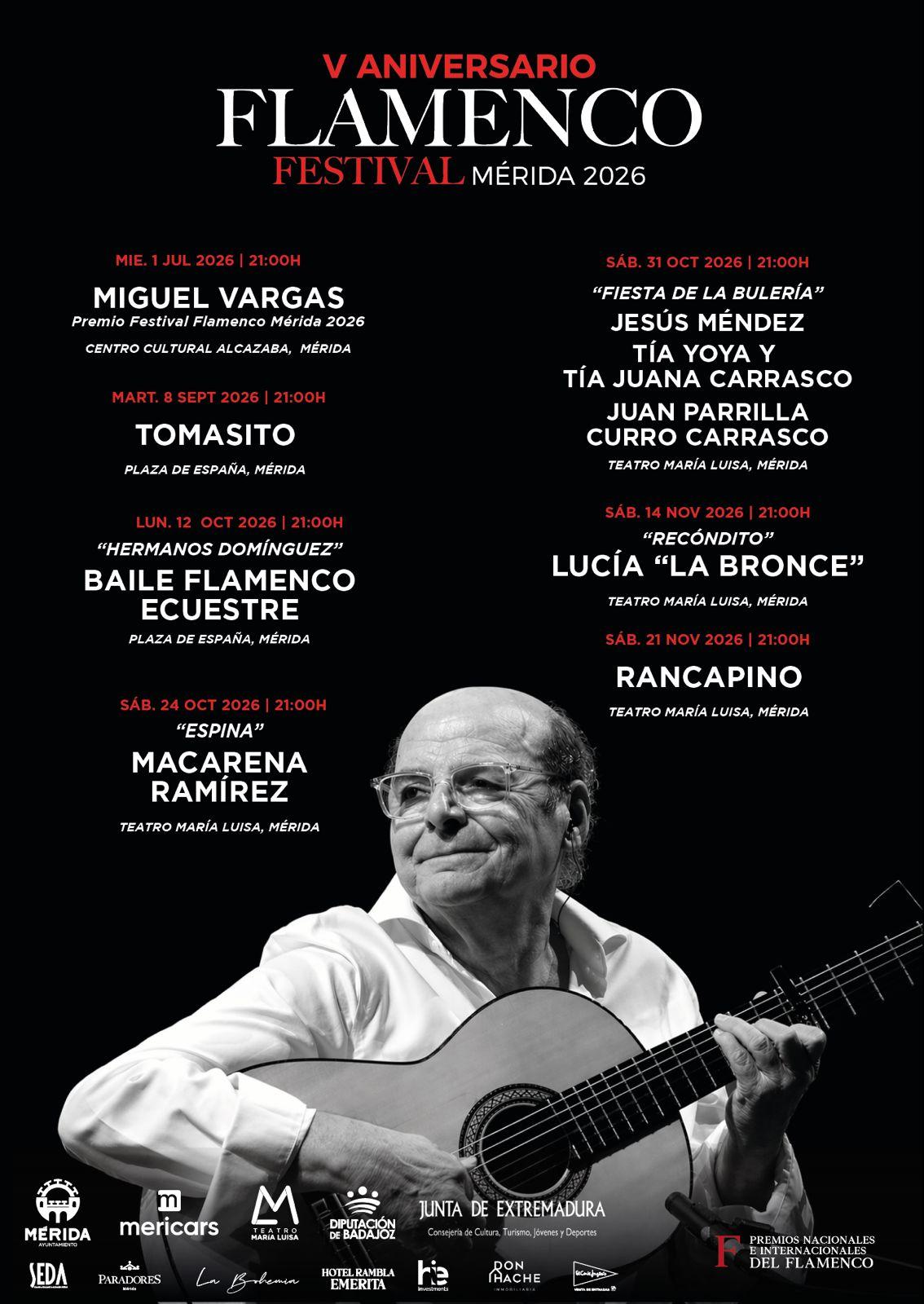 El jerezano Tomasito abre el V Festival Flamenco de Mérida